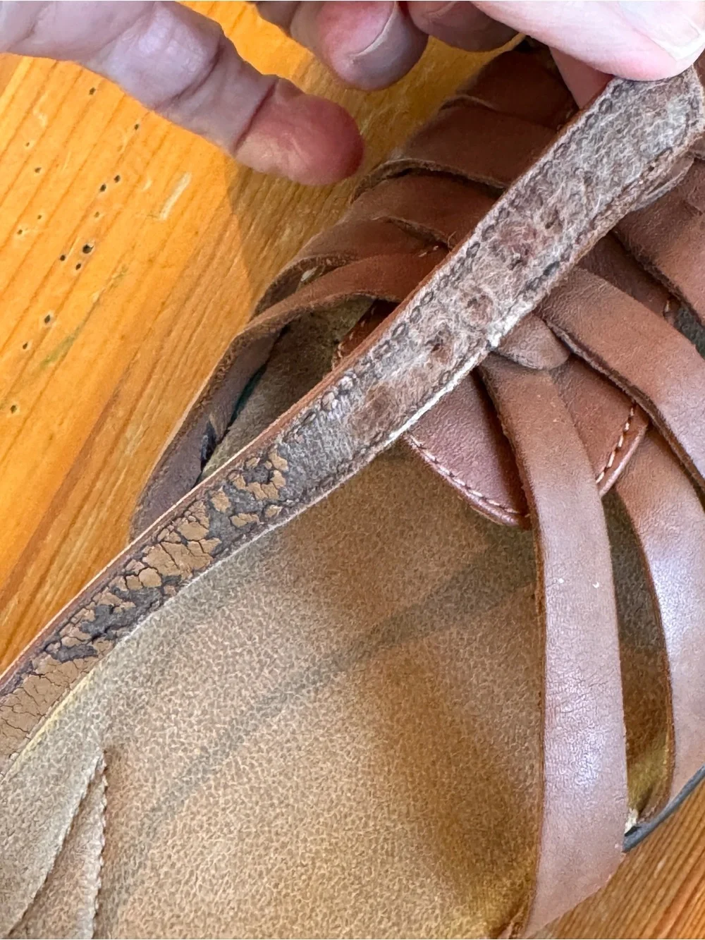Clarks Brown Leather Woven Ankle-Strap Sandals